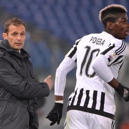 Pogba, centrocampista della Juventus, reagisce al licenziamento di Allegri